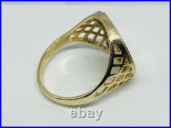 375 Solid 9ct Genuine Yellow Gold St George Sovereign Coin Ring 18mm Size Q