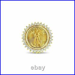 3Ct Lady Liberty Coin 20 mm Engagement Ring Moissanite 14k Yellow Gold Finish