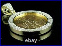 3Ct Round Cut Moissanite Lady Liberty Coin Pendant 14k Yellow Gold Plated