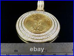 3Ct Round Real Moissanite Lady Liberty COIN Shape Pendant 14k Yellow Gold Plated