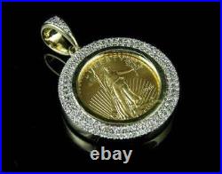 3.00 Ct Round Cut Diamond 14K Yellow Gold Finish Lady Liberty Coin Men's Pendant