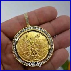 3.80Ct Round Cut Lab-Created Lady Liberty COIN Pendant In 14K Yellow Gold Finish