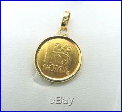 3 Gram 999.9 Fine Gold 24K Yellow Gold Coin Pendant Chain Paris France