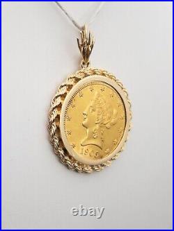 $4000 Genuine $10 US LIBERTY GOLD COIN 1905 22k 14k Yellow Gold Pendant