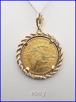 $4000 Genuine $10 US LIBERTY GOLD COIN 1905 22k 14k Yellow Gold Pendant