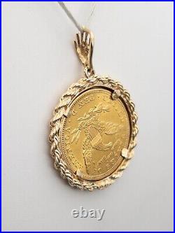 $4000 Genuine $10 US LIBERTY GOLD COIN 1905 22k 14k Yellow Gold Pendant