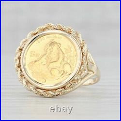 5 Yuan 1998 Chinese Panda Eating Bamboo Coin Ring 10k. 999 Yellow Gold Size 6