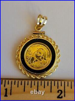 5 Yuan COIN CHINESE PANDA Pendant 14k Yellow Gold Plated & Sterling Silver