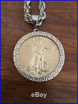 6mm 14k Gold Rope Chain with 1oz. 22k Gold Eagle Coin Pendant- 96.2gr (3+ troy oz)