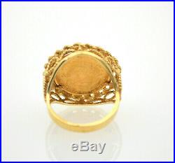 #8671 1/10 oz $5 American Gold Eagle Coin Ring Ornate 10k Gold Setting Sz 7