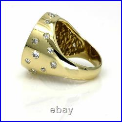 925Sterling Silver Beauty Charm Beautiful Coin Band Ring 14K Yellow Gold Finish