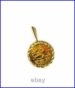 925Sterling Silver CHINESE PANDA BEAR COIN Charm Pendant Yellow Gold Finish Coin