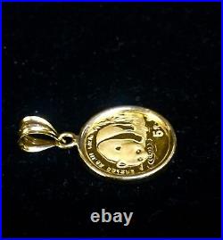 925Sterling Silver CHINESE PANDA BEAR COIN Yellow Gold Finish Coin Charm Pendant