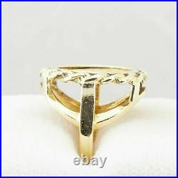 925Sterling Silver Estate Ladies Liberty Coin Beauty Charm Ring Yellow Gold Over