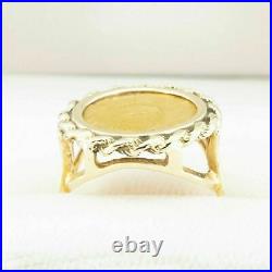 925Sterling Silver Estate Ladies Liberty Coin Beauty Charm Ring Yellow Gold Over