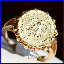 925 Sterling Silver Beauty Charm Beautiful Coin Band Ring Yellow Gold Finish