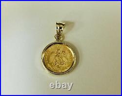 925 Sterling Silver MEXICAN DOS PESOS Coin Beauty Charm Pendant Yellow Gold Over