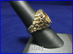 925 Sterling Silver Princess Head Coin Nugget Beauty Ring Yellow Gold Finish