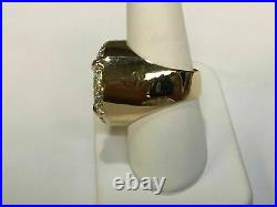 925 Sterling Silver US LIBERTY COIN Ring 2Ct Round Cut Diamond Yellow Gold Over