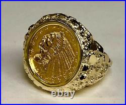 925 Sterling Silver Without Stone Beauty Charm Men's COIN RING Yellow Gold Over