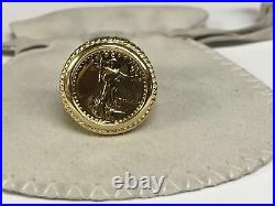 925 Sterling Silver Without Stone US LIBERTY COIN Charm Ring Yellow Gold Finish