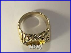 925 Sterling Silver Yellow Gold Finish CHINESE PANDA BEAR COIN Men's Ring