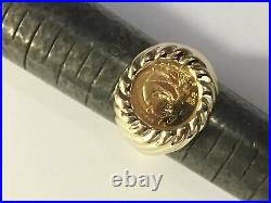 925 Sterling Silver Yellow Gold Finish CHINESE PANDA BEAR COIN Men's Ring