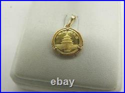 999 Chinese Gold Panda Coin 1/20 oz Pendant Charm with 14K Bamboo Leaf Bezel