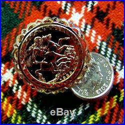 9 ct GOLD second hand full sovereign coin ring