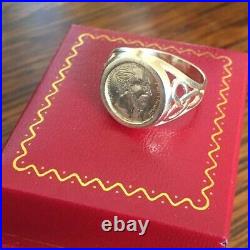 9ct 375 Gold Maximillion Coin/Love Token Ring Sovereign Style Mount Size R. 5