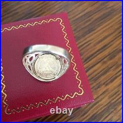 9ct 375 Gold Maximillion Coin/Love Token Ring Sovereign Style Mount Size R. 5