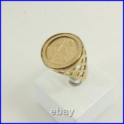 9ct Gold Coin Ring St. Christopher Hallmarked 3.9grams 19mm size S 1/2 boxed