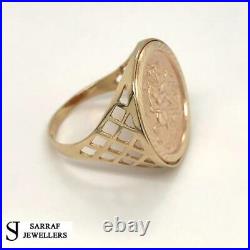 9ct YELLOW GOLD HALF SOVEREIGN RING CLASSIC St George Coin Dragon Slayer 375