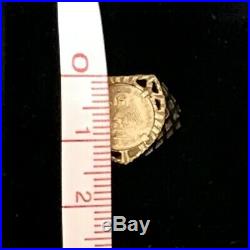 9ct Yellow Gold Small Sovereign Ring Size M Emperador Maximiliano 1865 Coin