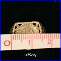 9ct Yellow Gold Small Sovereign Ring Size M Emperador Maximiliano 1865 Coin