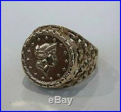 9ct solid gold TALLAR Coin ring 3.70g size J 1/4 4 3/4