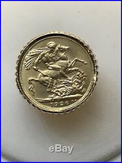 9k Mens Coin Ring with 22k Authentic Coin 1926 Sovereign Georgivs V 1970 Mount