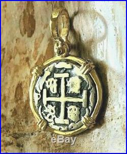 ATOCHA Coin Design Pendant 1600-1700 14k Yellow Gold Treasure Shipwreck Jewelry