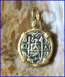ATOCHA Coin Design Pendant 1600-1700 14k Yellow Gold Treasure Shipwreck Jewelry