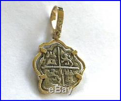ATOCHA Coin Pendant 14k Gold Freeform 4 Reale Silver Treasure Shipwreck Jewelry