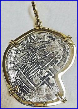 ATOCHA Coin Pendant 14k Gold Large with 8 Reale Silver Treasure Shipwreck Jewelry