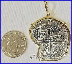 ATOCHA Coin Pendant 14k Gold Large with 8 Reale Silver Treasure Shipwreck Jewelry