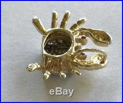 ATOCHA Coin Pendant Crab 14K Yellow Gold Ruby Pirate Sunken Treasure Jewelry
