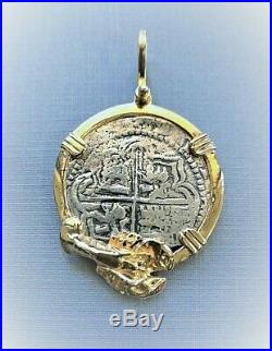 ATOCHA Coin Pendant Lobster 14k Yellow Gold Sunken Treasure Shipwreck Jewelry