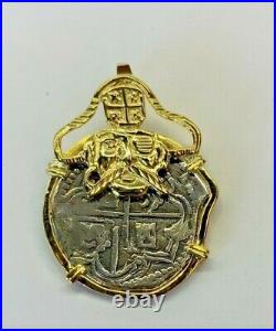 ATOCHA Coin Pirate Pendant 14K Yellow Gold Sunken Treasure Jewelry
