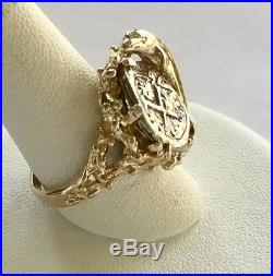 ATOCHA Coin Ring 14k Gold Coral Dolphin Sunken Treasure Shipwreck Coin Jewelry