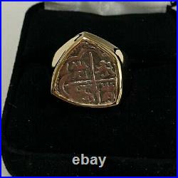 ATOCHA Coin Ring Mens Ladies 14K Yellow Gold Sunken Treasure Shipwreck Jewelry