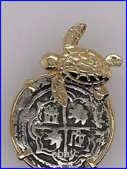 ATOCHA Coin Turtle Pendant 14K Gold Sealife Sunken Treasure Shipwreck Jewelry