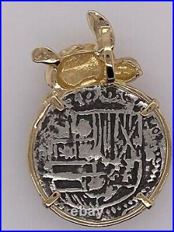 ATOCHA Coin Turtle Pendant 14K Gold Sealife Sunken Treasure Shipwreck Jewelry