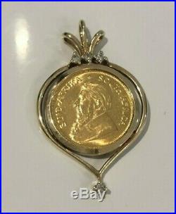A 22k gold 1/10 KRUGERRAND Coin & Diamond Pendant 5.68g